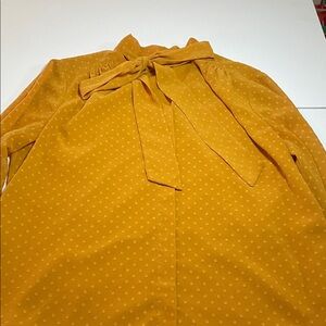 Chico's Golden Polka Dot Blouse with Bow